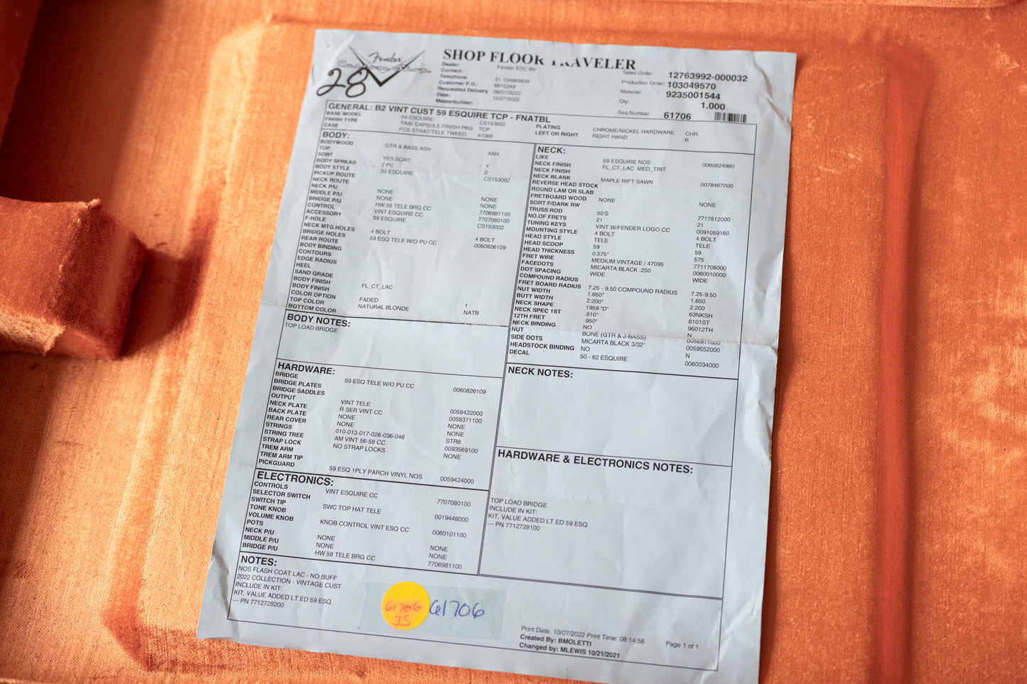 2022 Fender Esquire '59 Custom Shop